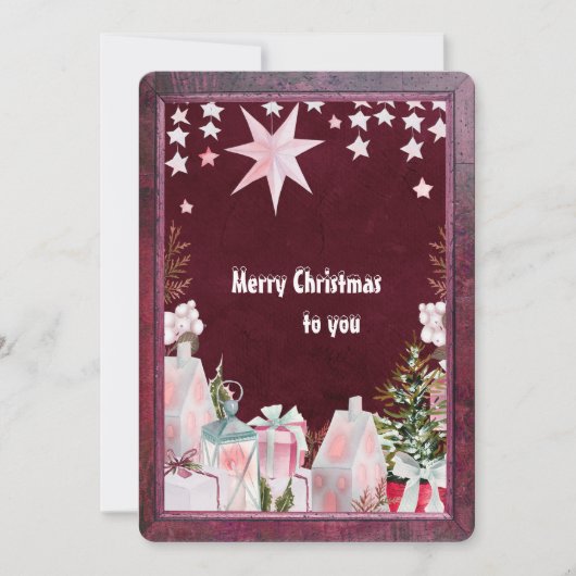 Bourgogne Roze Winter Vakantie wenskaart (Voorkant)