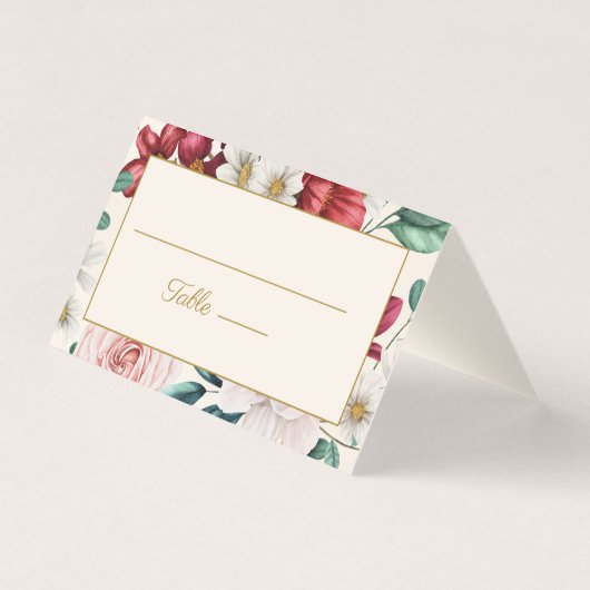 Bourgogne Roze Witte Bloemen Verjaardag Kaart (Voorkant)