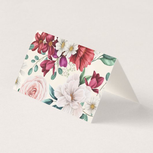 Bourgogne Roze Witte Bloemen Verjaardag Kaart (Achterkant)