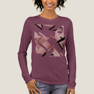 Bourgogne Roze Zwarte Vormen Abstract MCM-geïnspir Tri-Blend Shirt
