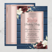 Bourgogne Rozen, Blauw Hout Roos Goud 100e Verjaar Kaart (Voorkant / Achterkant)