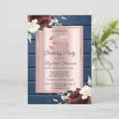 Bourgogne Rozen, Blauw Hout Roos Goud 35e Verjaard Kaart (Staand voorkant)