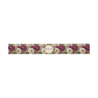Bourgogne Rozen Bloemen Monogram Trouwbuik Band Uitnodigingen Wikkel