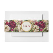 Bourgogne Rozen Bloemen Monogram Trouwbuik Band Uitnodigingen Wikkel (Voorkant Voorbeeld)