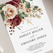 Bourgogne Rozen Bloemenbruiloft Uitnodiging