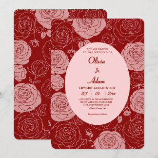 Bourgogne Rozen bruiloft uitnodiging