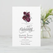 Bourgogne Rozen bruiloft uitnodiging (Staand voorkant)