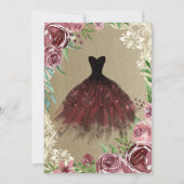 Bourgogne Rozen, Dress, Licht, Lace Sweet 16 Party Kaart (Achterkant)