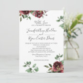 Bourgogne Rozen en Eucalyptus Wedding Kaart (Staand voorkant)