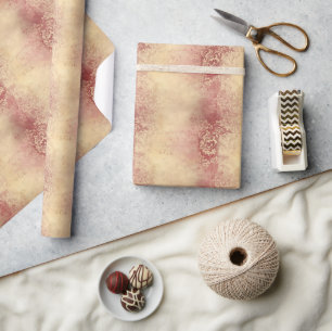 Bourgogne rozen en gouden barokdamast Cadeaupapier