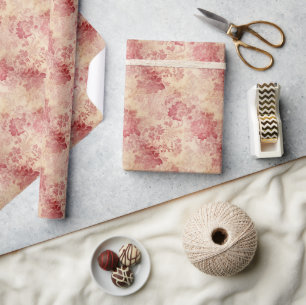 Bourgogne rozen en gouden barokdamast Cadeaupapier