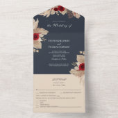 Bourgogne Rozen en Pampas Grass All in One Invite All In One Uitnodiging (Binnen)