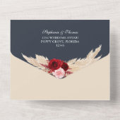 Bourgogne Rozen en Pampas Grass All in One Invite Uitnodiging (Achterkant)