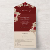 Bourgogne Rozen en Pampas Grass All in One Invite Uitnodiging (Binnen)
