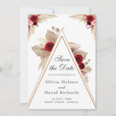 Bourgogne Rozen en Pampas Grass Save the Date Kaar (Voorkant)