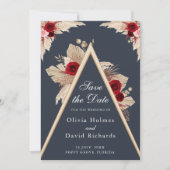 Bourgogne Rozen en Pampas Grass Save the Date Kaar (Voorkant)