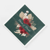 Bourgogne Rozen en Pampas Grass Wedding Napkins Servet (Hoek)