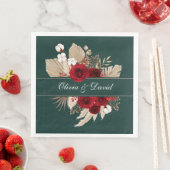 Bourgogne Rozen en Pampas Grass Wedding Napkins Servet (Insitu)