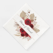 Bourgogne Rozen en Pampas Grass Wedding Napkins Servet (Hoek)