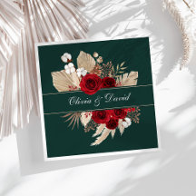 Bourgogne Rozen en Pampas Grass Wedding Napkins