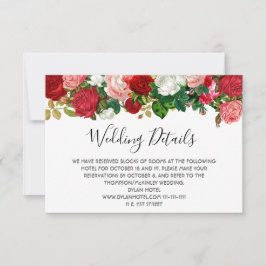 Bourgogne Rozen Floral Garland Trouwgegevens RSVP Kaartje