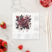 Bourgogne Rozen Floral Wedding Servet (Insitu)