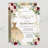 Bourgogne Rozen Glitter Jurk Vlinder Kaart (Voorkant / Achterkant)