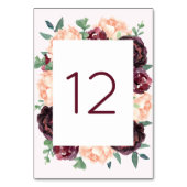 Bourgogne Rozen Peach Peony Tafel Aantal Kaarten (Achterkant)