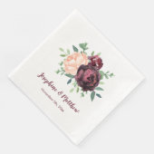 Bourgogne Rozen Perzik Pioen Boeket Bruiloft Serve Servet (Hoek)