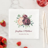 Bourgogne Rozen Perzik Pioen Boeket Bruiloft Serve Servet (Insitu)