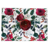 Bourgogne Rozen, Pine, Holly KerstFloral Groot Cadeauzakje (Achterkant)