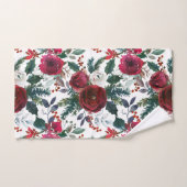 Bourgogne Rozen, Pine, Holly KerstFloral Handdoek (Handdoek)