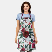 Bourgogne Rozen, Pine, Holly KerstFloral Schort (Gedragen)