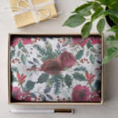 Bourgogne Rozen, Pine, Holly KerstFloral Tissuepapier (Geschenk)
