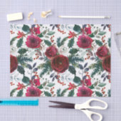 Bourgogne Rozen, Pine, Holly KerstFloral Tissuepapier (Craft)
