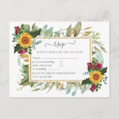 Bourgogne Rozen Sunflower Weddenschap RSVP Briefkaart (Voorkant)