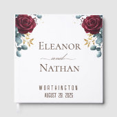 Bourgogne Rozen voorjaar zomer bruiloft Gastenboek (Voorkant)