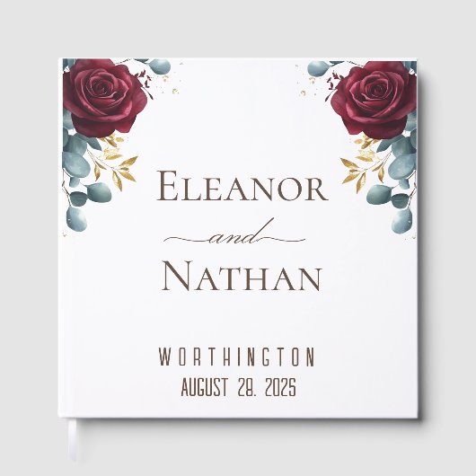 Bourgogne Rozen voorjaar zomer bruiloft Gastenboek (Voorkant)