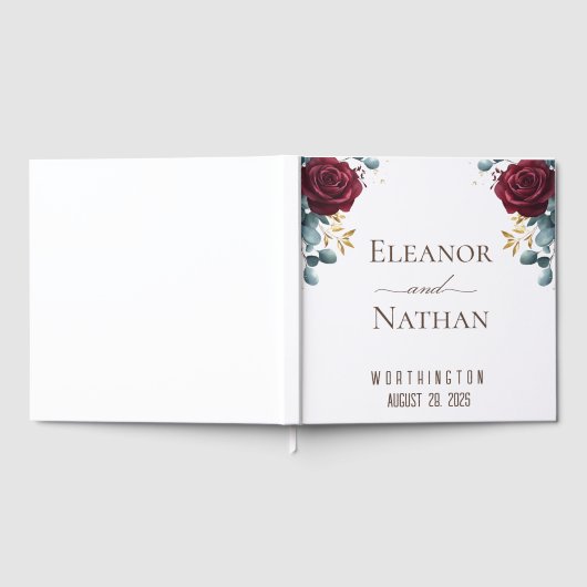 Bourgogne Rozen voorjaar zomer bruiloft Gastenboek (Volledig)