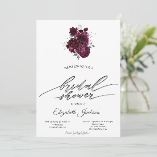 Bourgogne Rozen Vrijgezellenfeest Kaart (Staand voorkant)