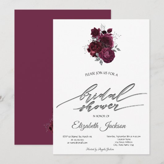 Bourgogne Rozen Vrijgezellenfeest Kaart (Voorkant / Achterkant)