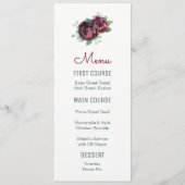 Bourgogne Rozen Waterverf Bloemenmenu's Menu (Voorkant)