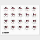 Bourgogne Rozen Waterverf Trouwstickers Ronde Sticker (Vel)