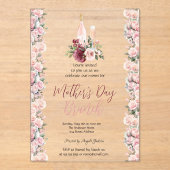 Bourgogne Rozen Wijn Moederdag Brunch Acryl Uitnodigingen (Voorkant)