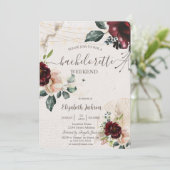 Bourgogne Rozen, wijnglas, Bachelorette Party Kaart (Staand voorkant)