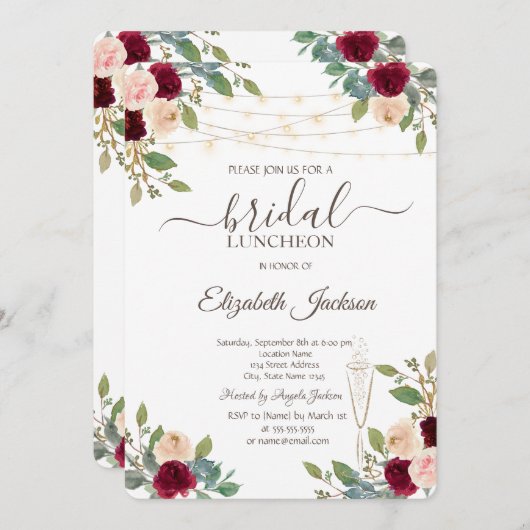 Bourgogne Rozen, wijnglas, lichte bridale luis Kaart (Voorkant / Achterkant)