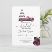 Bourgogne Rozen Wijnwagen Bruidslunch Kaart (Staand voorkant)