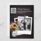 Bourgogne Rozen Zonnebloem Houten Kant QR Code Bru Kaart (Achterkant)