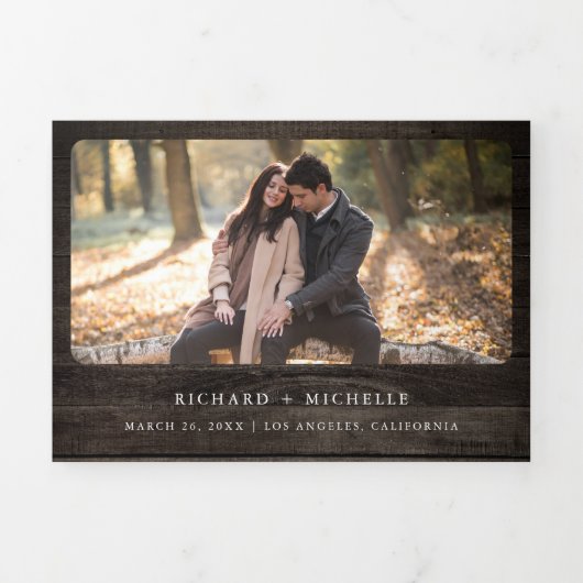 Bourgogne Rozen Zonnebloemen Hood QR Code Weddensc Drieluik Uitnodiging (Cover)