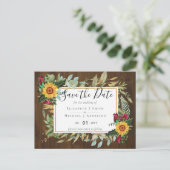 Bourgogne Rozen Zonnebloemen sparen Verandering va Briefkaart (Staand voorkant)